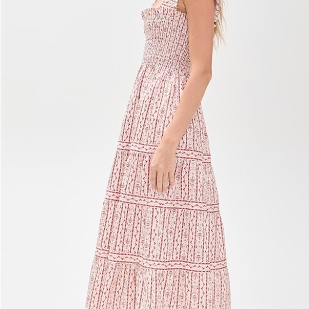 Hill House Pink Floral Smocked Tiered Maxi Dress